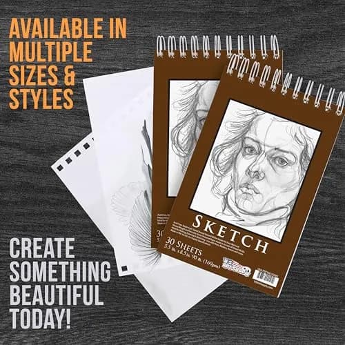 U.S. Art Supply 5.5x8.5 Heavy-Weight Sketch Pad | 30 Sheets, Spiral Bound, Natural White Paper thumbnail 7
