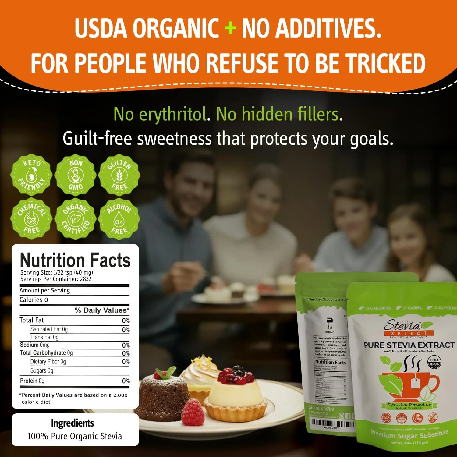 Stevia Select Organic Stevia Powder - 4 Ounce (Pack of 1) - Pure Plant-Based Sweetener - view 2