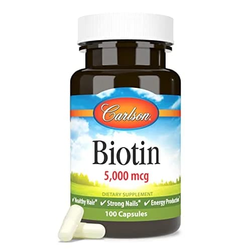 Carlson Biotin 5000 mcg | Supports Hair, Nails & Skin | 100 Capsules thumbnail 5