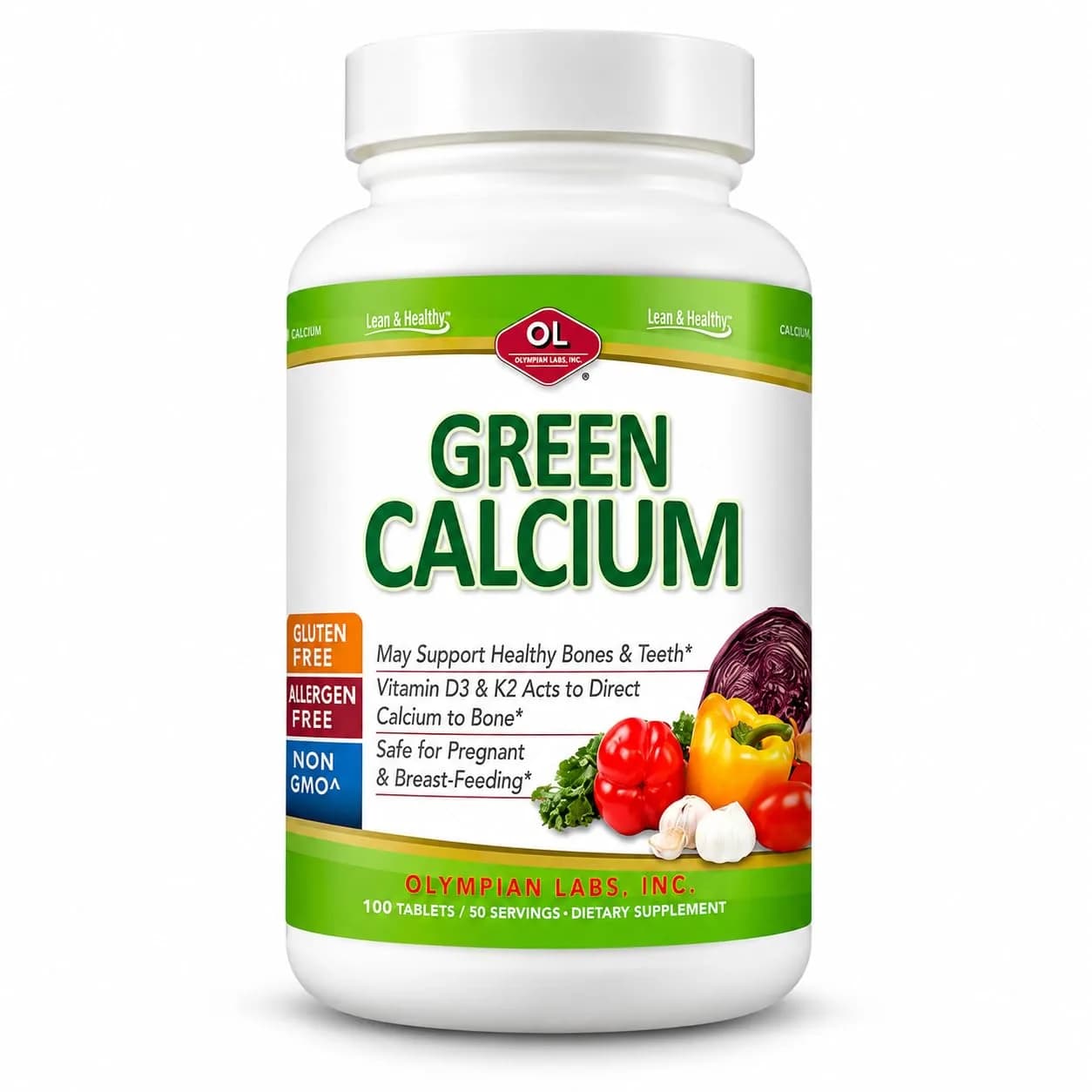 Olympian Labs Calcium Plus Magnesium 100 Tablets | Supports Strong Bones & Teeth — White