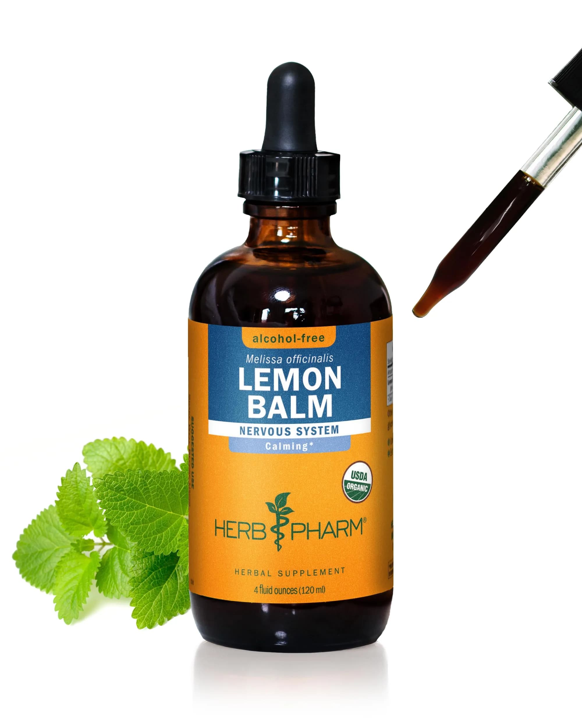 Herb Pharm Organic Lemon Balm Extract Alcohol-Free Liquid 118ml (4 Fl Oz) | Calming Support for Nervous System - main product image