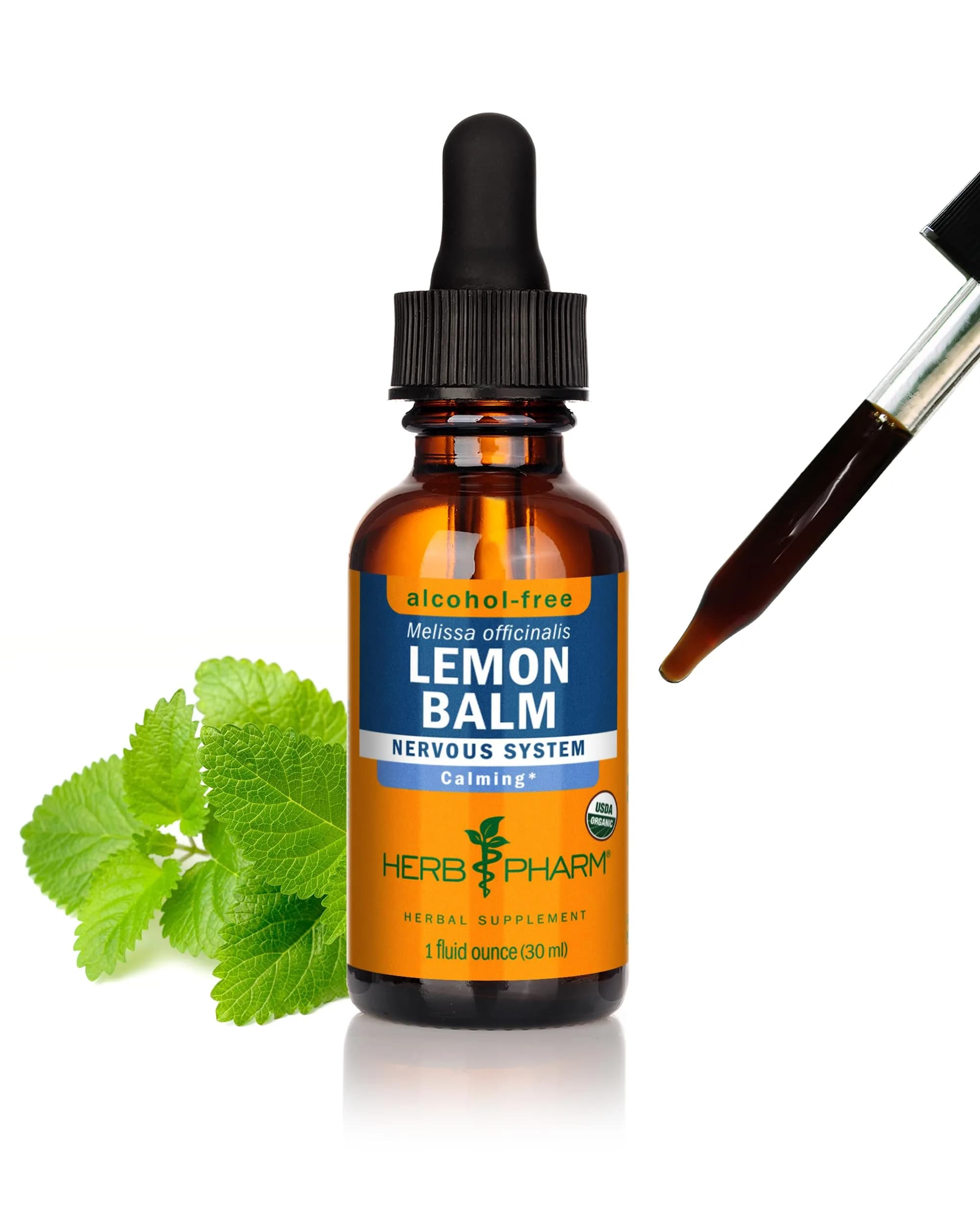 Herb Pharm Lemon Balm Alcohol-Free Glycerite 1 oz (30ml) | Organic Nervous System Support - main product image