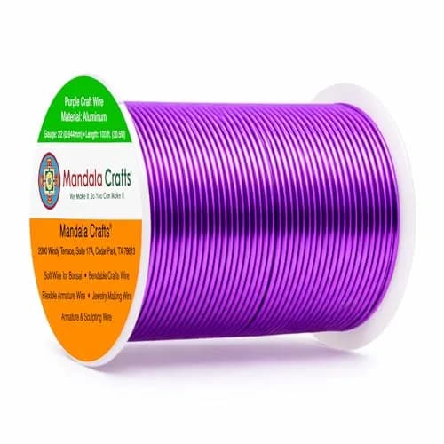 Mandala Crafts 22 Gauge Purple Anodized Aluminum Craft Wire, 100 FT | Durable, Shapeable & Tarnish-Resistant thumbnail 1