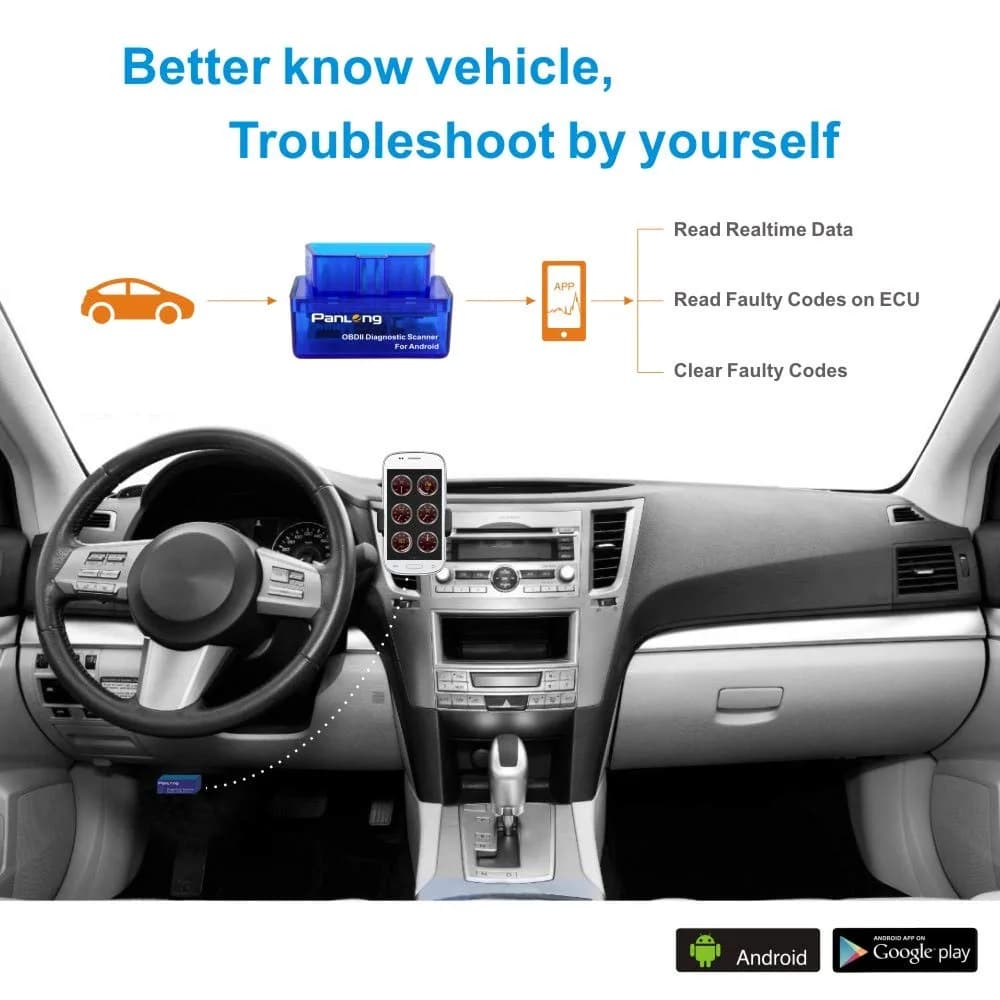Panlong Bluetooth OBD2 Scanner for Android | Turns Your Phone into a Diagnostic Tool - view 2