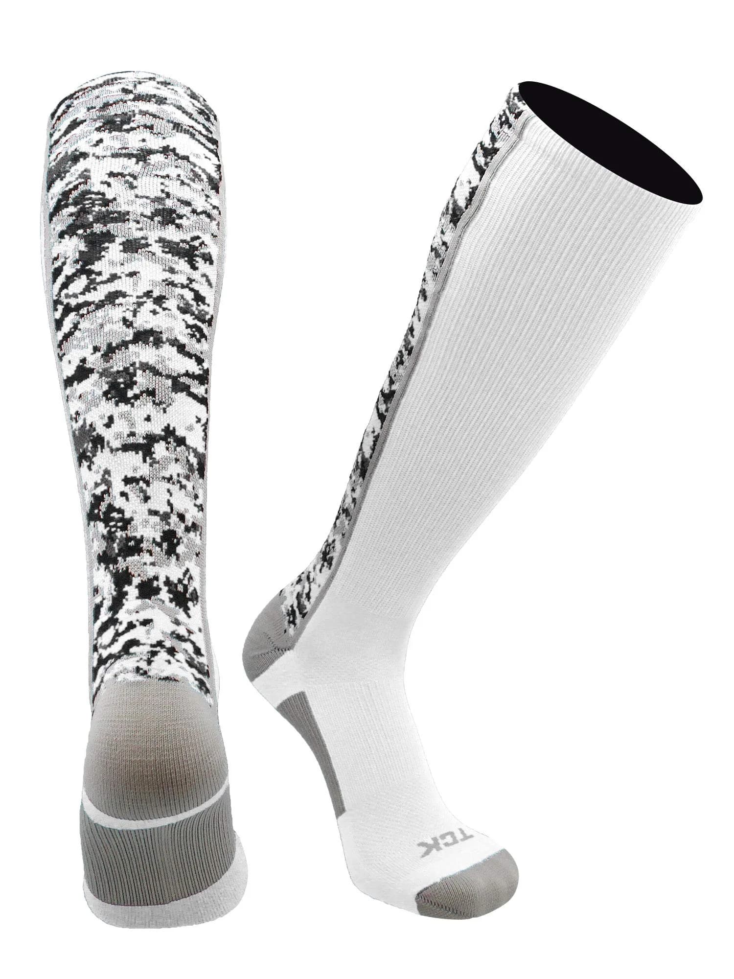 TCK Digital Camo OTC Socks for Youth & Adults - Navy, Large | Athletic Support & Durability — White / X-Large