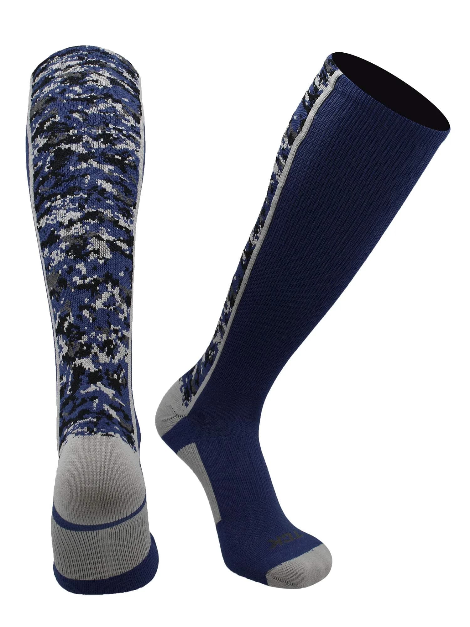 TCK Digital Camo OTC Socks for Youth & Adults - Navy, Large | Athletic Support & Durability