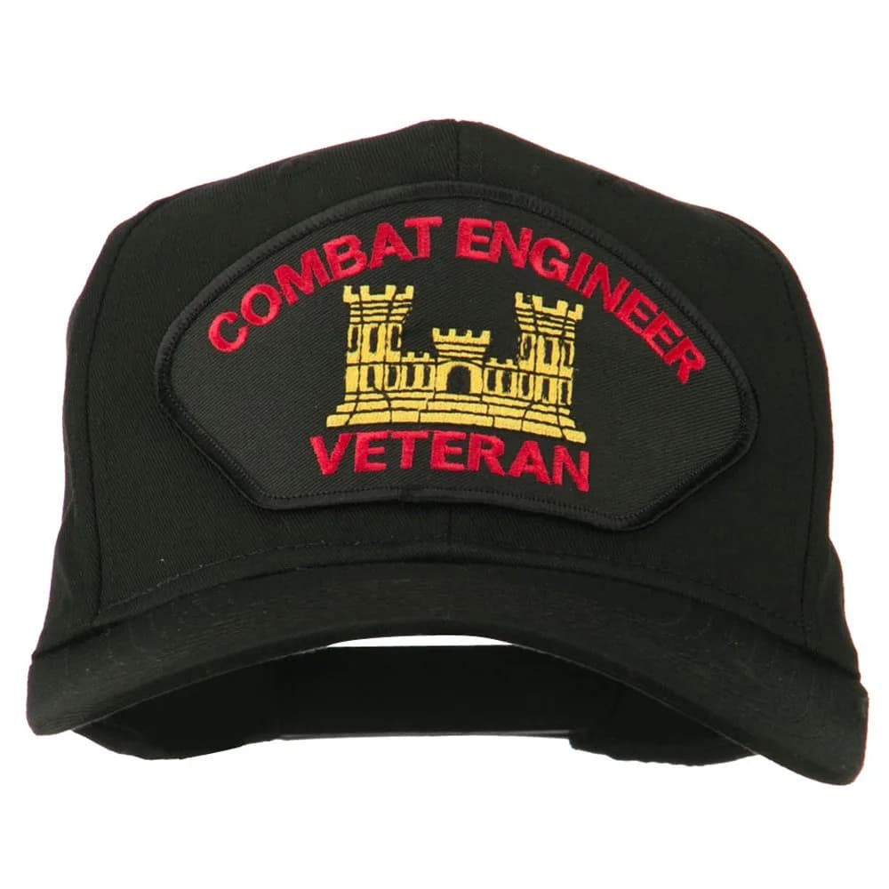 e4Hats.com Combat Engineer Veteran Military Patch Cap Black | Adjustable Cotton Baseball Hat for Men & Unisex — Black