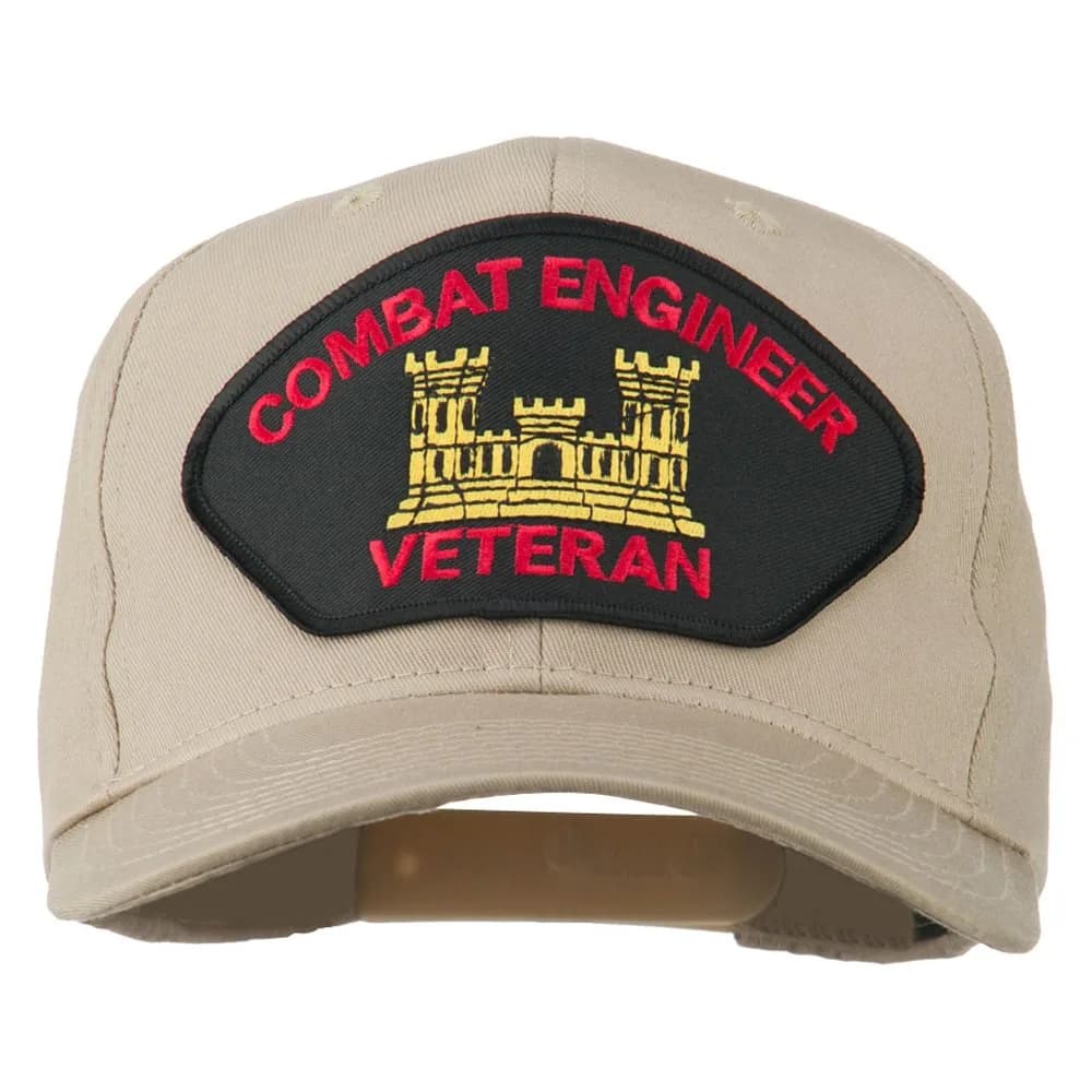 e4Hats.com Combat Engineer Veteran Military Patch Cap | Adjustable Cotton Baseball Hat for Men & Women — Khaki