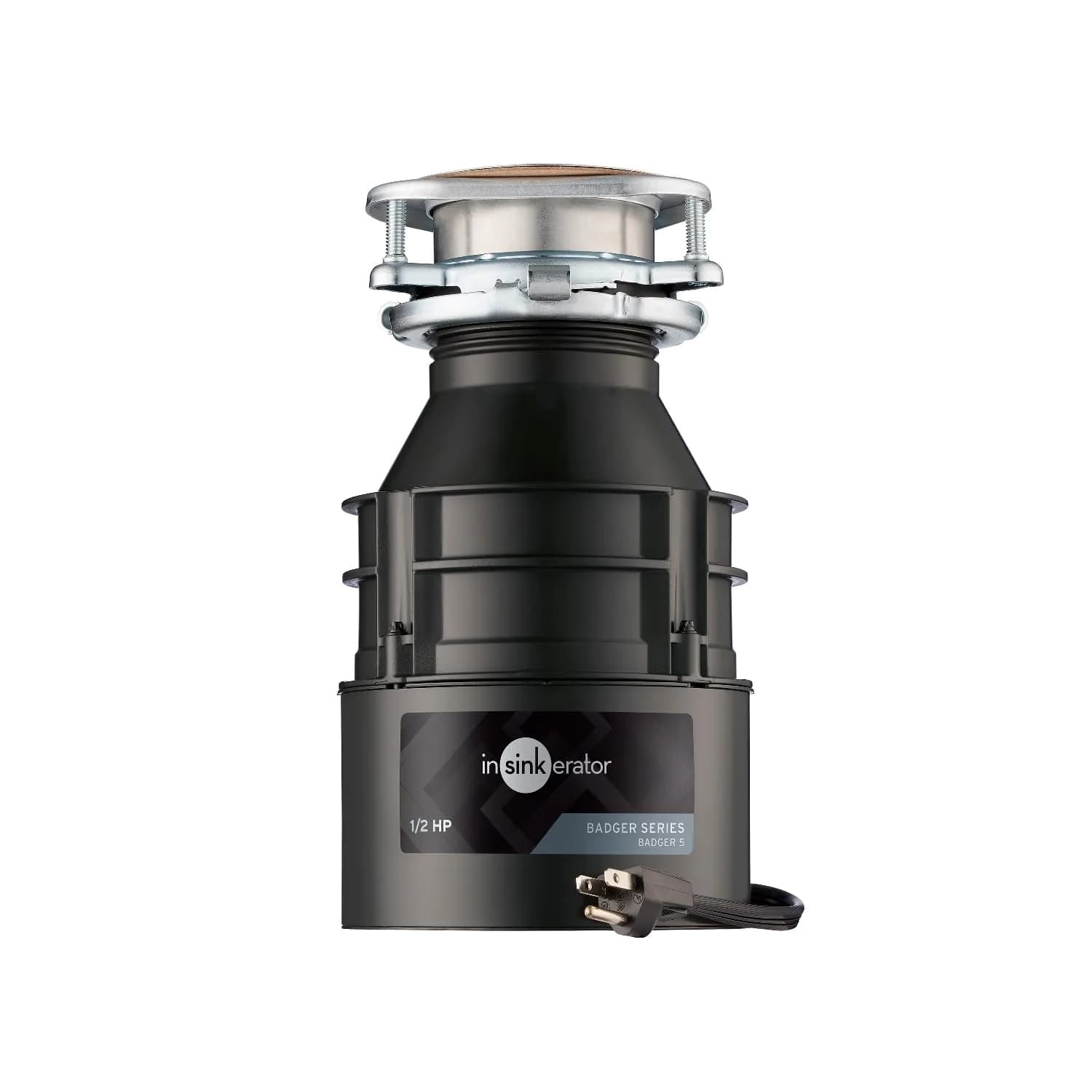 InSinkErator Badger 5 Garbage Disposal 1/2 HP Continuous Feed | 1.89 kg (4.17 lb) Motor Assembly — Black/Gray