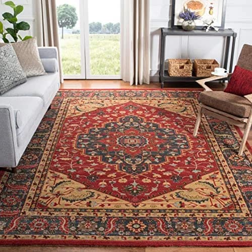 SAFAVIEH Mahal Collection Area Rug - 8' x 11', Navy & Red, Traditional Oriental Design, Non-Shedding & Easy Care thumbnail 1