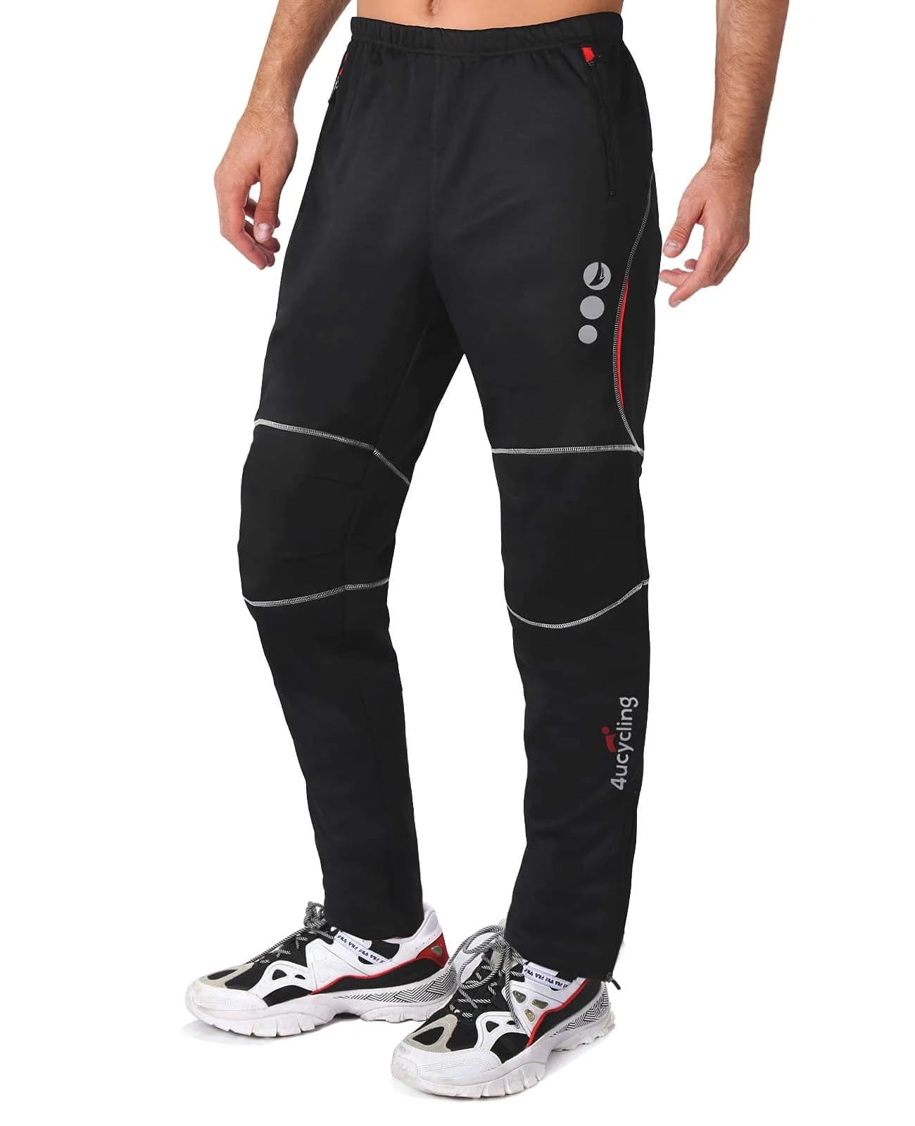 4ucycling Men's Mountain Bike Pants, Thermal Fleece Windproof Winter Cycling Pants | Windproof, Water-Resistant, Thermal Insulation