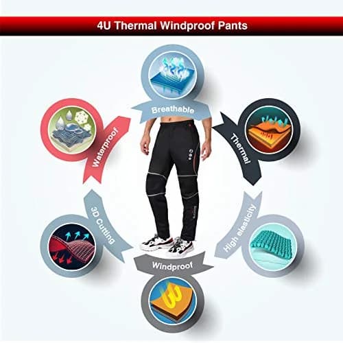 4ucycling Men's Mountain Bike Pants, Thermal Fleece Windproof Winter Cycling Pants | Windproof, Water-Resistant, Thermal Insulation thumbnail 4