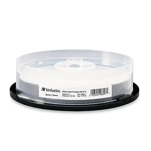 Verbatim BD-R XL 100GB 4X White Inkjet Printable Disc Spindle | 600 Minutes Audio Recording thumbnail 1