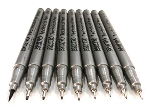 BRUSTRO Technical Pen (Pack Of 9) 0.9mm | Fine, Waterproof Ink for Art & Design thumbnail 8