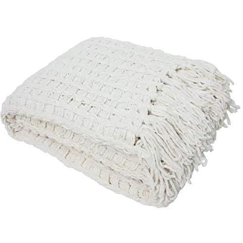 DII Chenille Luxury Thick Woven Throw with Fringe, 50x60, Cream thumbnail 4