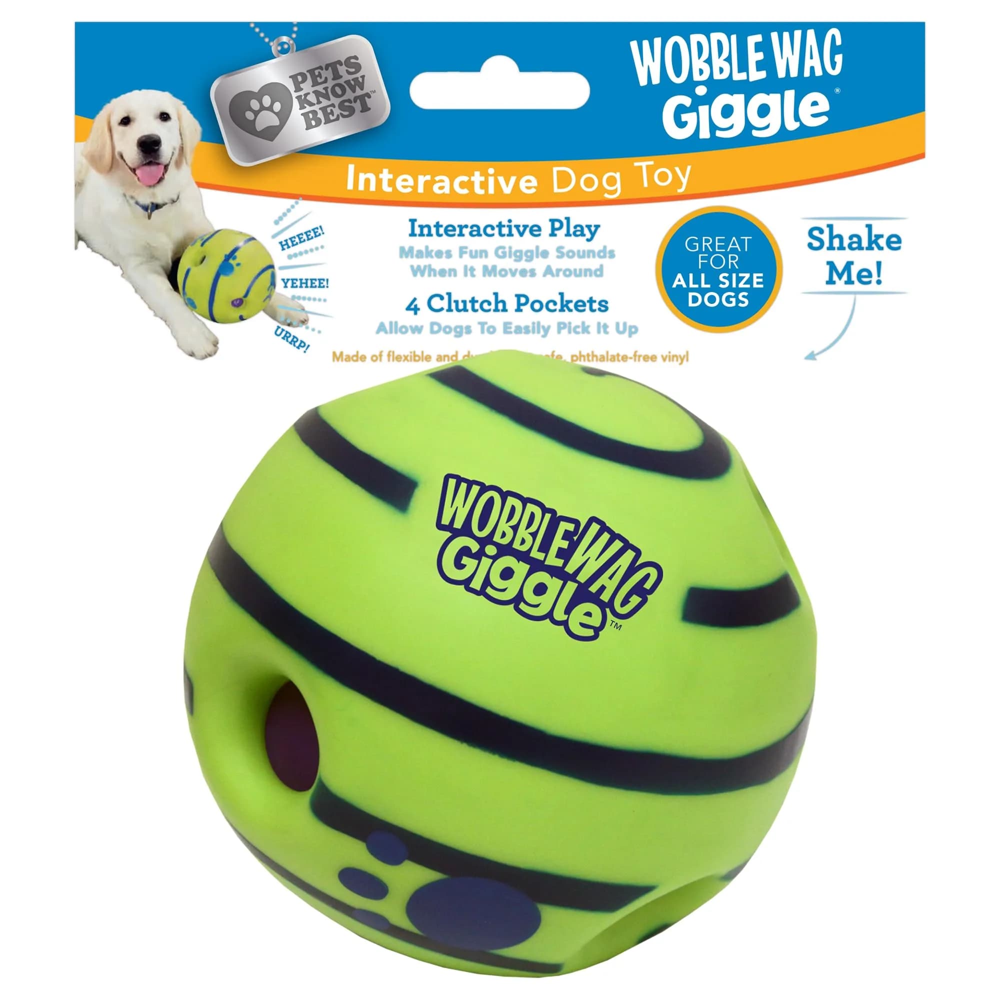 Wobble Wag Giggle Treat Ball | Interactive Dog Toy & Treat Dispenser, 5.5" | Giggling Sounds for Dogs — Original