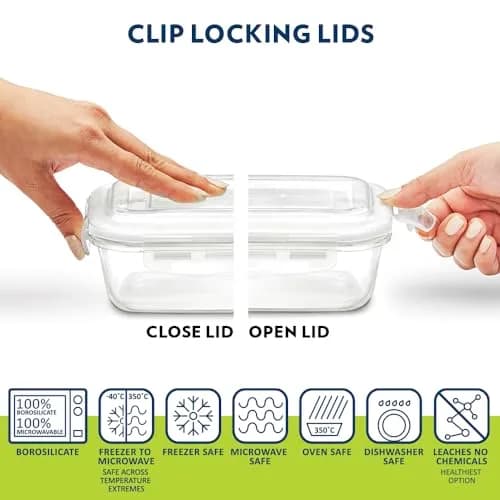 Borosil Klip N Store Microwavable Containers 320ml Set of 3 | Leakproof Food Storage for India thumbnail 5