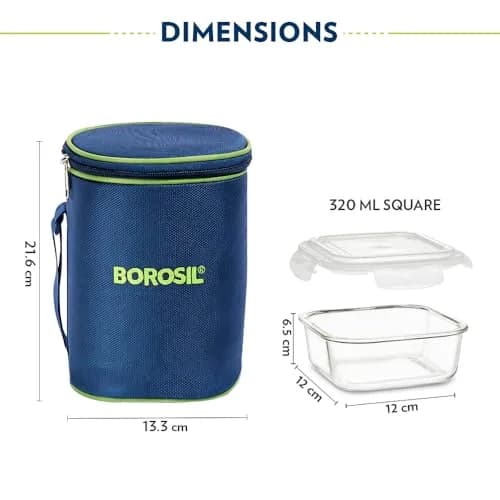 Borosil Klip N Store Microwavable Containers 320ml Set of 3 | Leakproof Food Storage for India thumbnail 2