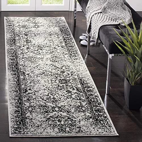 SAFAVIEH Grey Runner Rug 2'6" x 12' | Vintage Distressed Floral Design, Non-Shedding thumbnail 5