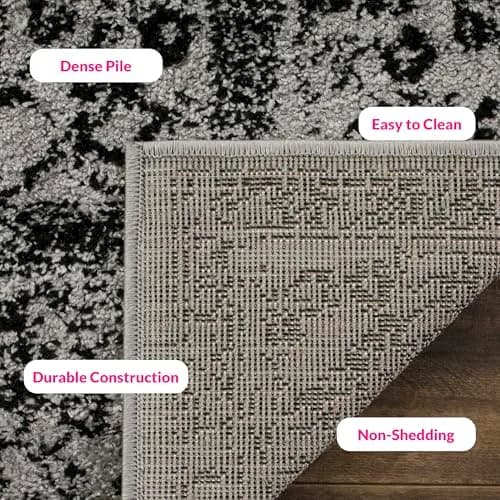 SAFAVIEH Grey Runner Rug 2'6" x 12' | Vintage Distressed Floral Design, Non-Shedding thumbnail 2