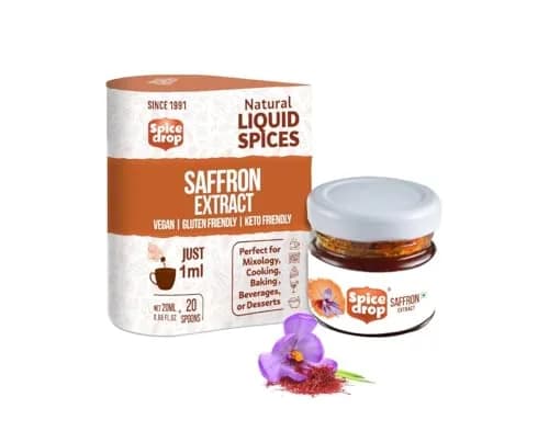 Spice Drop Pure Saffron Extract 20ml (0.68 Fl Oz) | Kashmiri Saffron Essence for Cooking & Beverages thumbnail 1