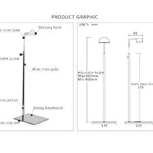RY DISPLAY Metal Handbag Rack Display Adjustable Stand 36-60cm | Mirror Surface thumbnail 2