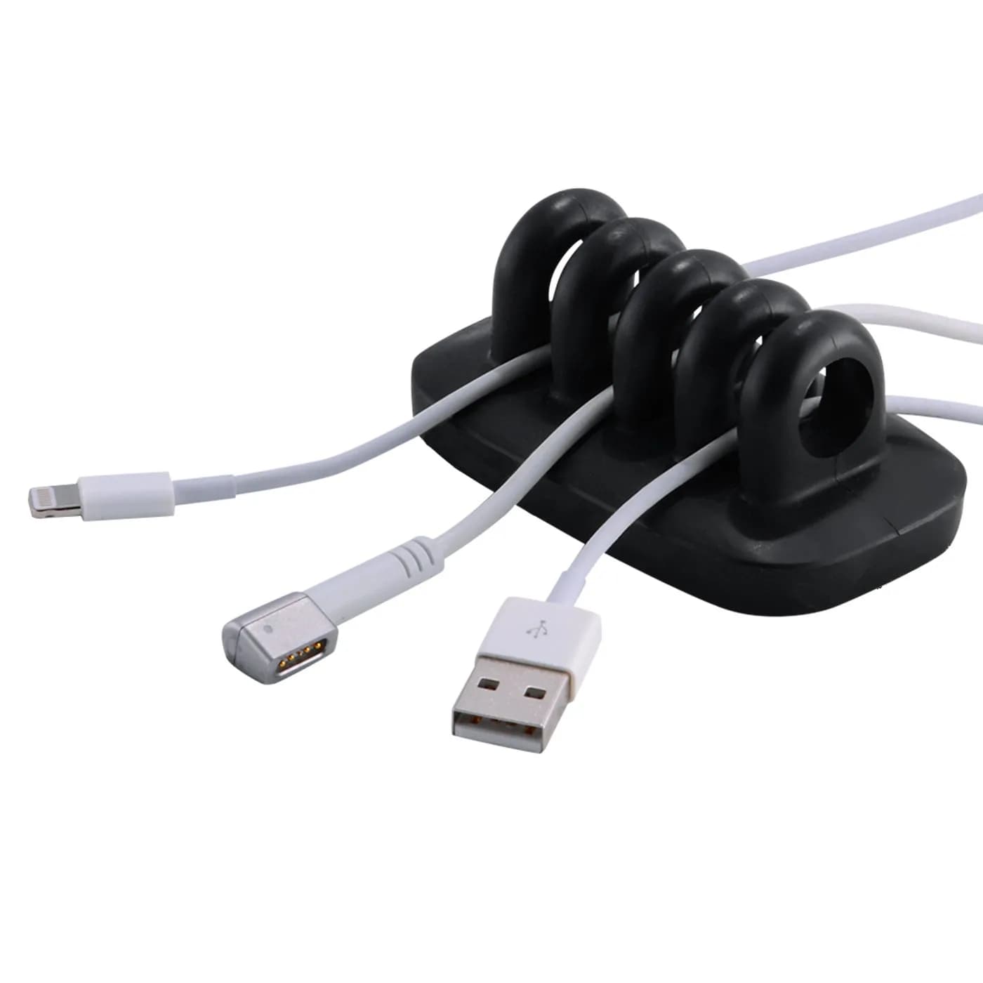 JacobsParts Cable Clip Holder Weighted Desk Cord Management Fixture (Black) | Compact Rubber & Alloy Steel — Black