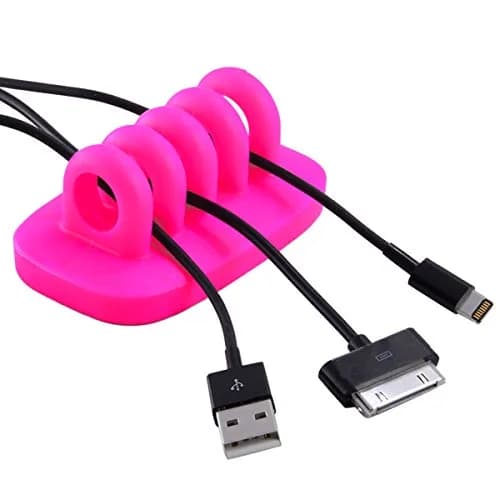 JacobsParts Cable Clip Holder Weighted Desk Management Fixture 3 inches | Pink Cord Organizer thumbnail 1