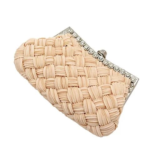 TrendsBlue Elegant Braided Pleated Glitter Rhinestone Clutch, Cream | Versatile Night Out Accessory thumbnail 3