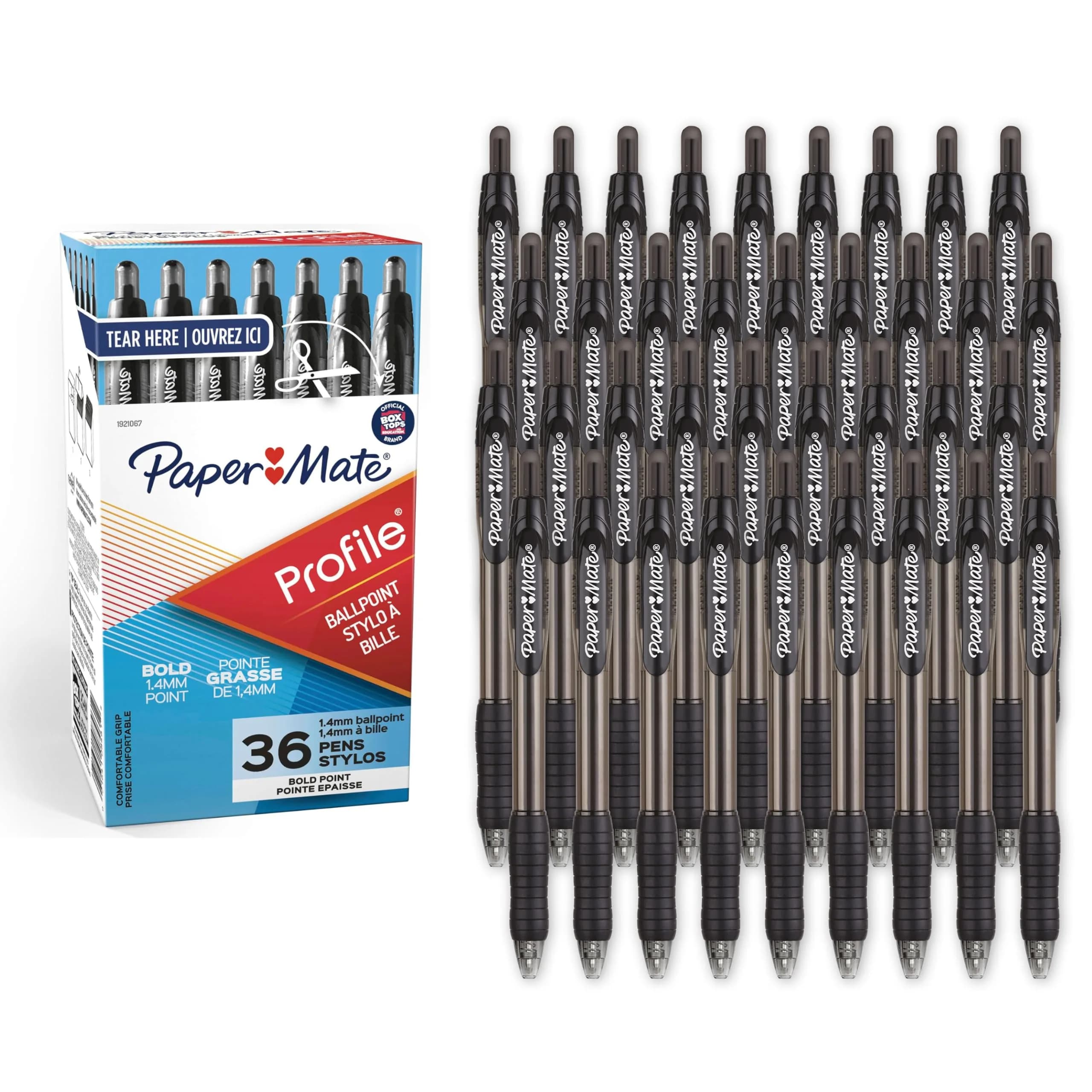 Paper Mate Profile Retractable Ballpoint Pens, Bold Point (1.4mm), Black, 36 Count | Smooth Ink Flow for Everyday Writing - main product image