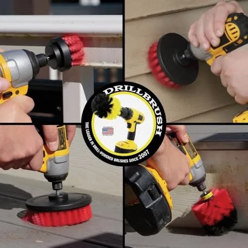 Drillbrush Heavy Duty Stiff Bristle 4 Piece Brush Kit for Cordless Drill | Power Cleaning Set for Concrete & Brick thumbnail 2