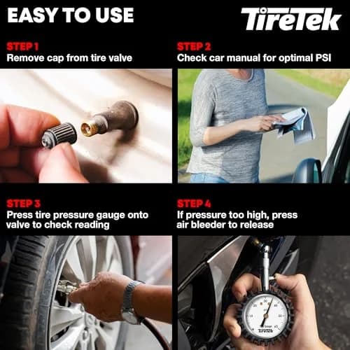 TIRETEK ANSI Certified 60 PSI Analog Dial Tire Pressure Gauge | Professional Heavy Duty Mechanical Gauge thumbnail 6