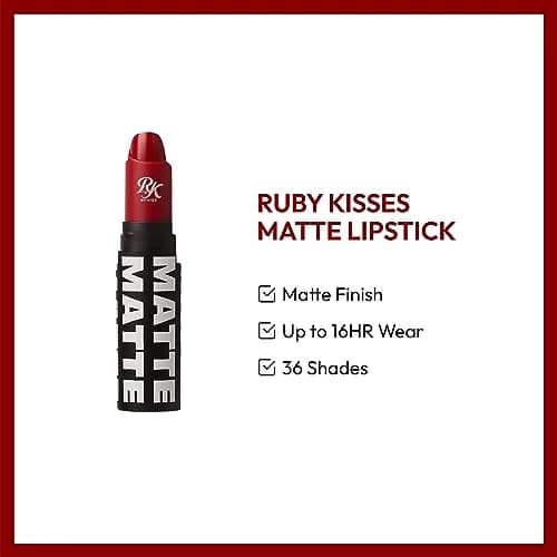 Ruby Kisses Matte Lipstick Kiss Red 3.5g (0.12oz) | Long-Lasting Full Coverage thumbnail 3