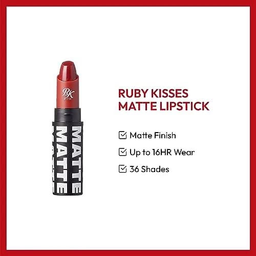 Ruby Kisses Ultra Matte Lipstick 3.5g (0.12oz) Vampire Red | Long-Lasting Full Coverage thumbnail 3