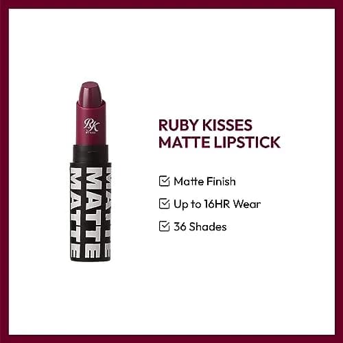Ruby Kisses Matte Lipstick Plum Wine | Long Lasting, Rich Matte Finish (3ml) thumbnail 3