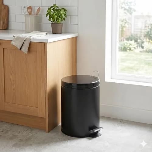 Honey-Can-Do Black Trash Can 12L | Hands-Free Step Pedal, Removable Inner Bucket thumbnail 2