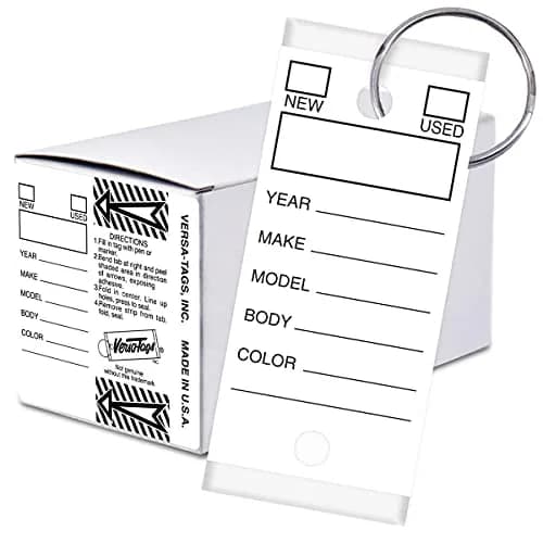 Versa-Tags White Self-Protecting Key Tags with Split Rings | Durable, Tear-Resistant Vehicle & Office Key Labels thumbnail 1