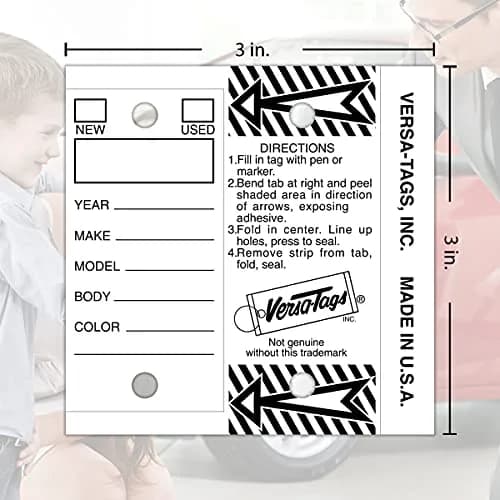 Versa-Tags White Self-Protecting Key Tags with Split Rings | Durable, Tear-Resistant Vehicle & Office Key Labels thumbnail 2