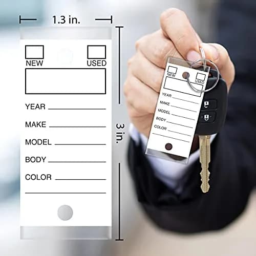 Versa-Tags White Self-Protecting Key Tags with Split Rings | Durable, Tear-Resistant Vehicle & Office Key Labels thumbnail 3