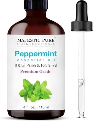 Majestic Pure Basil Essential Oil with Glass Dropper, 4 Fl Oz (120ml) | 100% Pure & Natural USA Import — Peppermint / 4 Fl Oz
