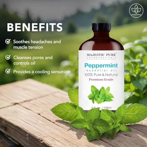 Majestic Pure Peppermint Essential Oil 4 Fl Oz (118ml) | 100% Pure, Natural, Premium Grade thumbnail 4