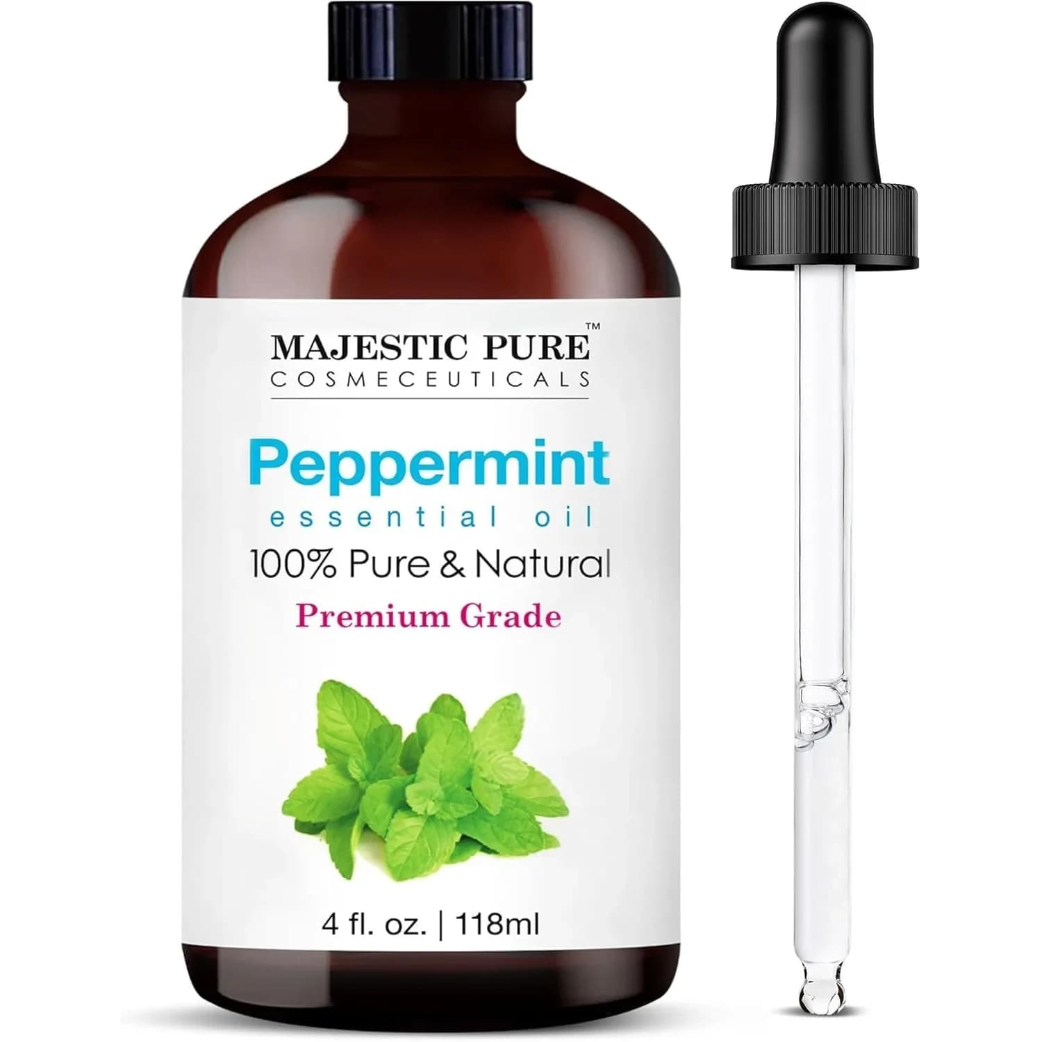 Majestic Pure Peppermint Essential Oil 4 Fl Oz (118ml) | 100% Pure, Natural, Premium Grade