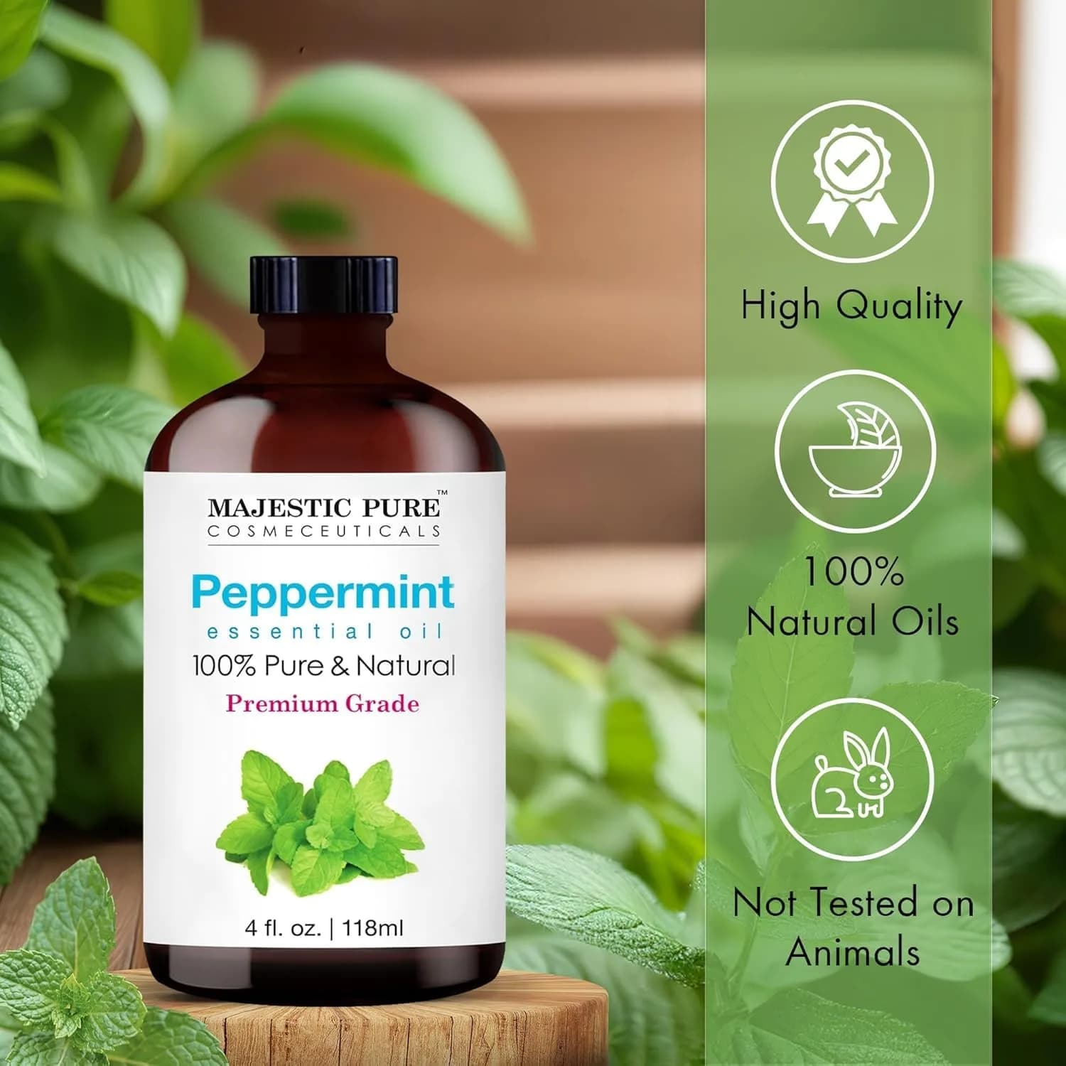 Majestic Pure Peppermint Essential Oil 4 Fl Oz (118ml) | 100% Pure, Natural, Premium Grade - view 2
