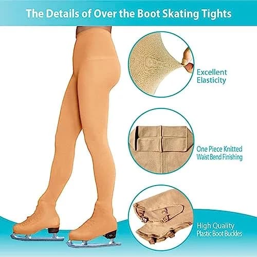 ChloeNoel Figure Skating Tan Over The Boot Tights TB8832 Large | Medium Weight, Soft Matte Finish, Adult Female thumbnail 6
