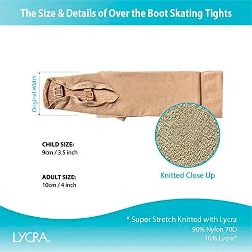 ChloeNoel Figure Skating Tan Over The Boot Tights TB8832 Large | Medium Weight, Soft Matte Finish, Adult Female thumbnail 8