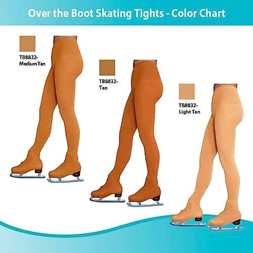 ChloeNoel Figure Skating Tan Over The Boot Tights TB8832 Large | Medium Weight, Soft Matte Finish, Adult Female thumbnail 3