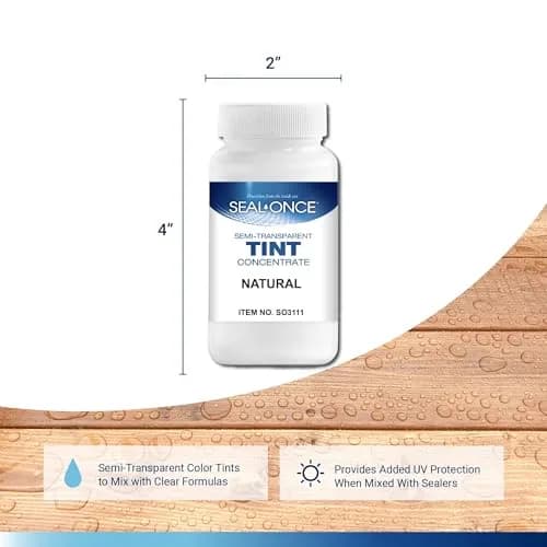 Seal-Once Semi-Transparent Multi-Surface Wood Stain Tint, Natural | Water-Based, UV-Resistant, 4 Fl Oz thumbnail 2