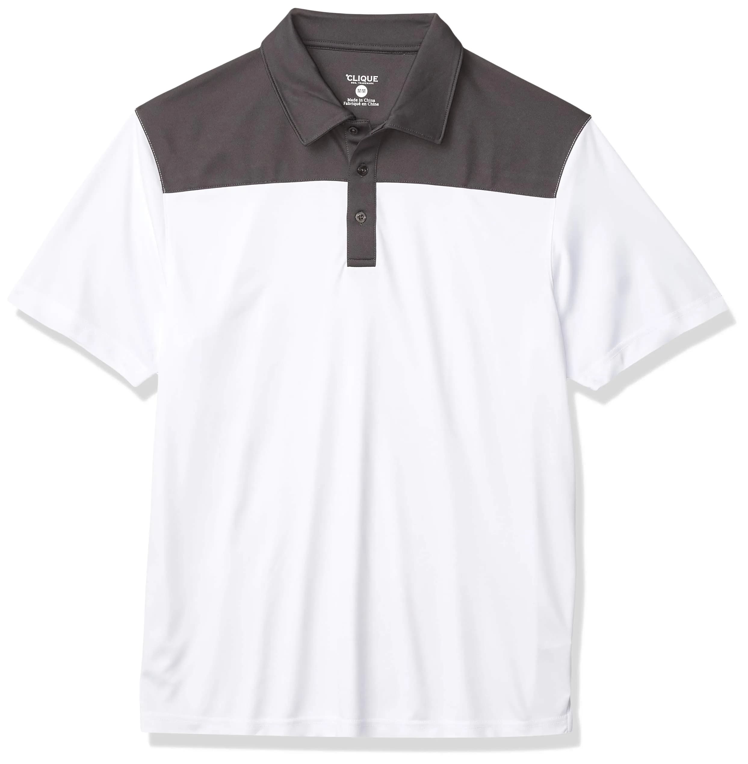 Cutter & Buck Parma Colorblock Polo Small | 100% Polyester, Short Sleeve, White/Titan