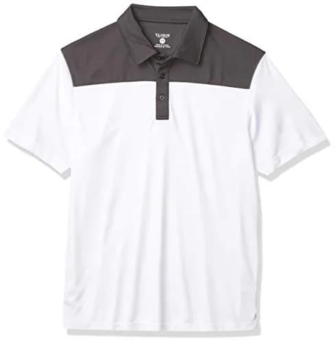 Cutter & Buck Parma Colorblock Polo Small | 100% Polyester, Short Sleeve, White/Titan thumbnail 1