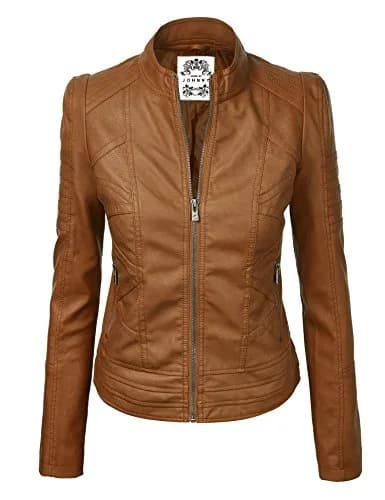 Made By Johnny Womens Vegan Leather Motorcycle Jacket Medium | Faux Leather, Fall Style thumbnail 1
